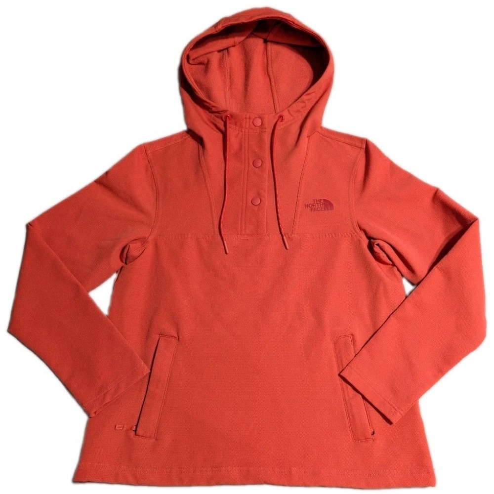 The North Face Teckno Ridge Pullover Hoodie Womens Small Coral Snap Neck Stretch